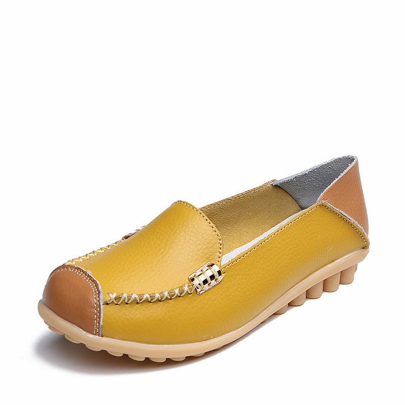 Soepele tweekleurige loafers met leereffect