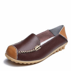 Soepele tweekleurige loafers met leereffect, Bruin