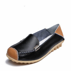 Soepele tweekleurige loafers met leereffect, Zwart