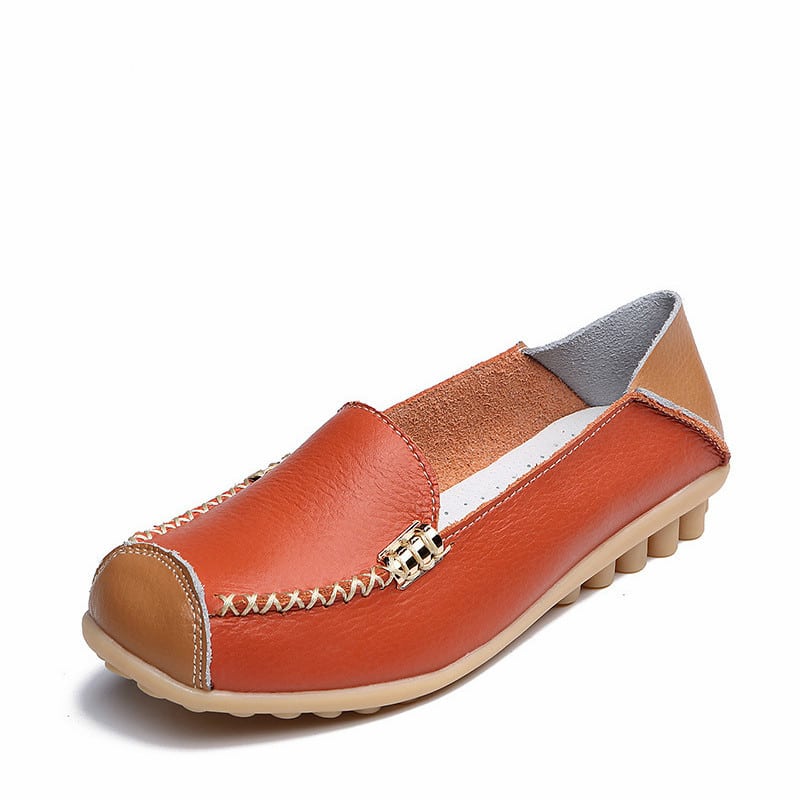 Soepele tweekleurige loafers met leereffect