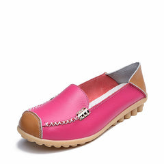 Soepele tweekleurige loafers met leereffect, Roos