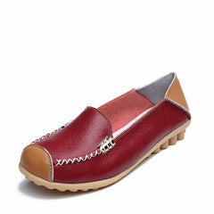 Soepele tweekleurige loafers met leereffect, Rood