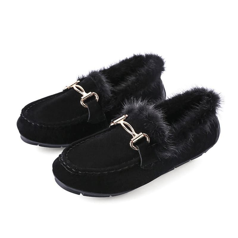 Elegante zachte winterloafers met imitatiebont