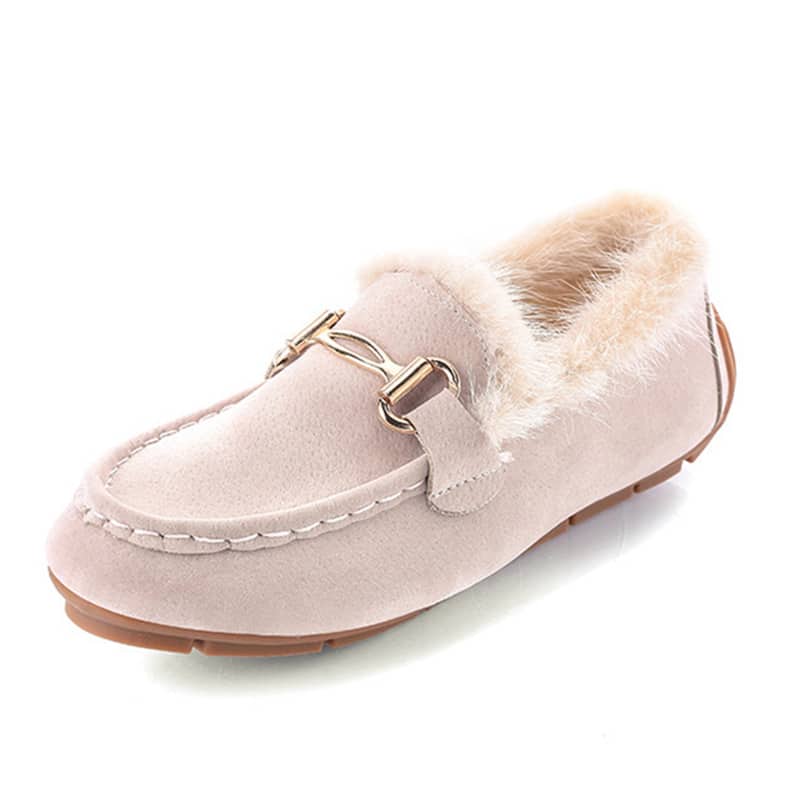 Elegante zachte winterloafers met imitatiebont