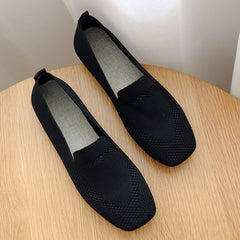 Soepele mesh loafers voor dames, Zwart