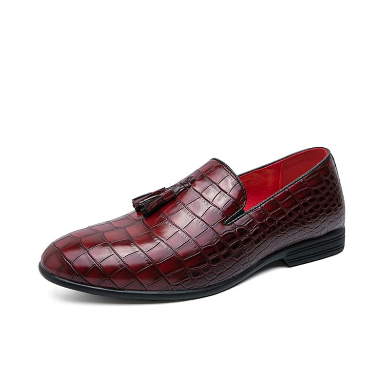 Rode lakleren loafers met krokodillenprint