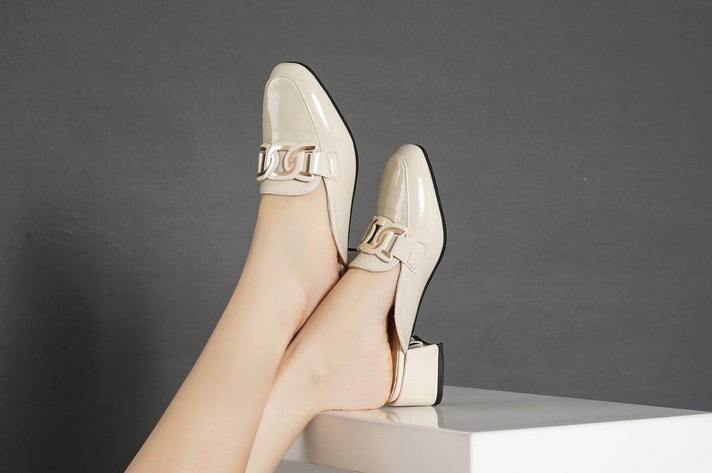 Muil mocassins met vierkante hak voor dames