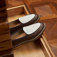 Nette heren loafers met zichtbare stiksels, Donkerbruin