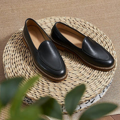 Nette heren loafers met zichtbare stiksels, Zwart