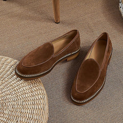 Nette heren loafers met zichtbare stiksels, Bruin