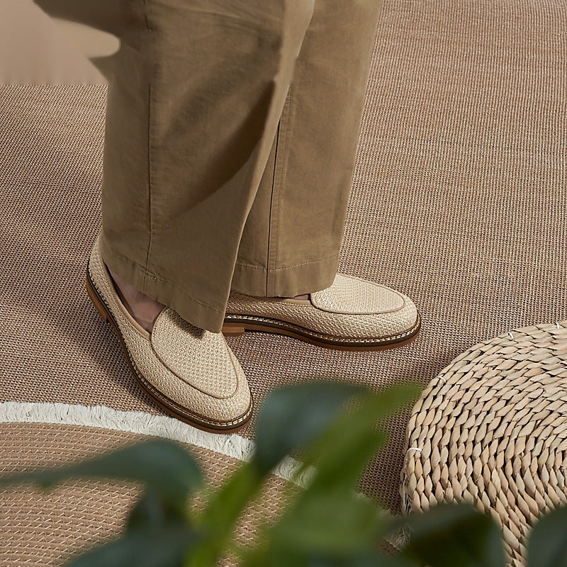 Nette heren loafer met zichtbare stiksels in donkerbruin, setje van het paar