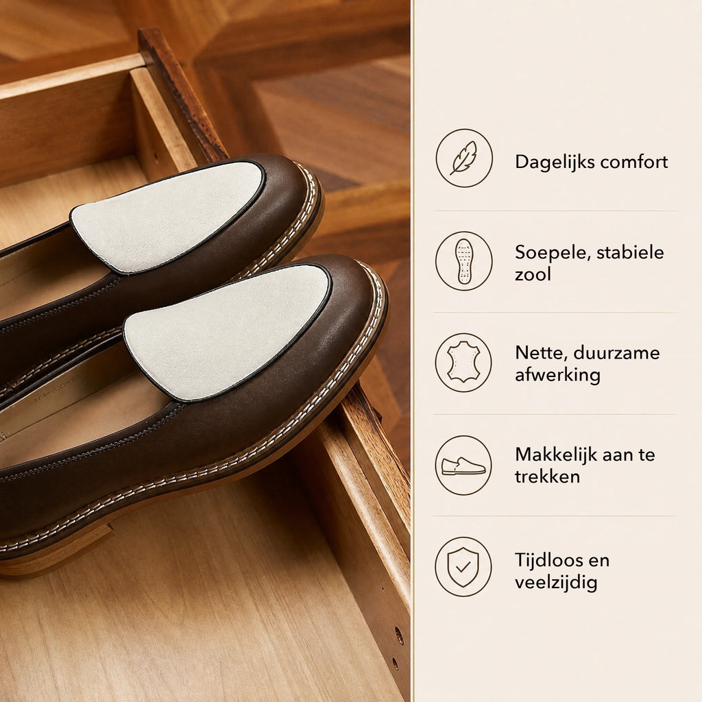 Nette heren loafer met zichtbare stiksels in bruin, achterkant