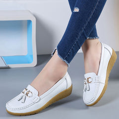 Dames loafers met kwastjes en bootschoenen-inspiratie, Wit