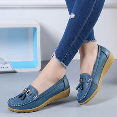 Dames loafers met kwastjes en bootschoenen-inspiratie, Blauw
