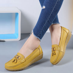 Dames loafers met kwastjes en bootschoenen-inspiratie, Geel