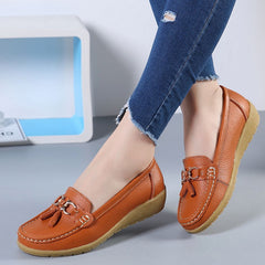 Dames loafers met kwastjes en bootschoenen-inspiratie, Oranje