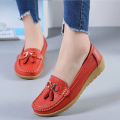 Dames loafers met kwastjes en bootschoenen-inspiratie, Rood