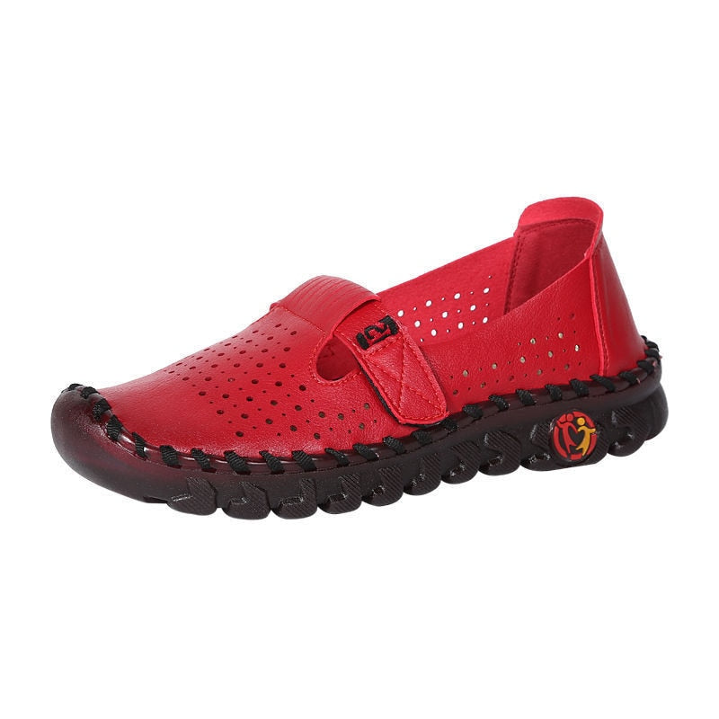 Geperforeerde orthopedische loafers in synthetisch leer voor dames