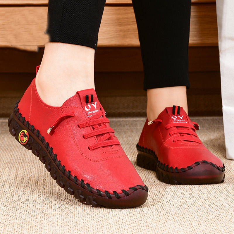 Orthopedische loafers in leerlook met zichtbare stiksels voor dames