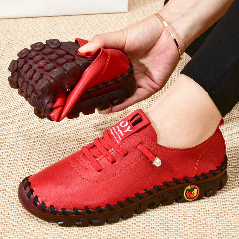 Orthopedische loafers in leerlook met zichtbare stiksels voor dames