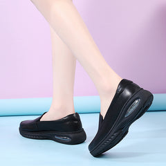 Orthopedische schokabsorberende leren loafers voor dames, Zwart