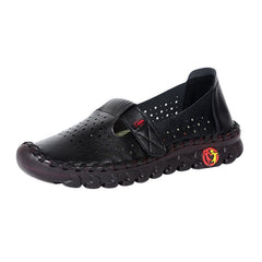 Geperforeerde orthopedische loafers in synthetisch leer voor dames, Zwart