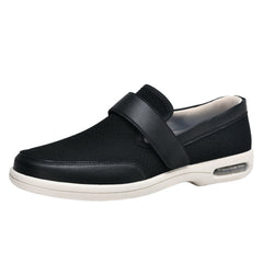 Soepele orthopedische mocassins met brede opening voor heren, Zwart