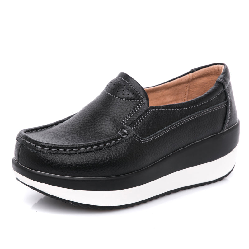 Orthopedische loafers met plateauzool in leereffect