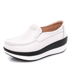 Orthopedische loafers met plateauzool in leereffect, Wit
