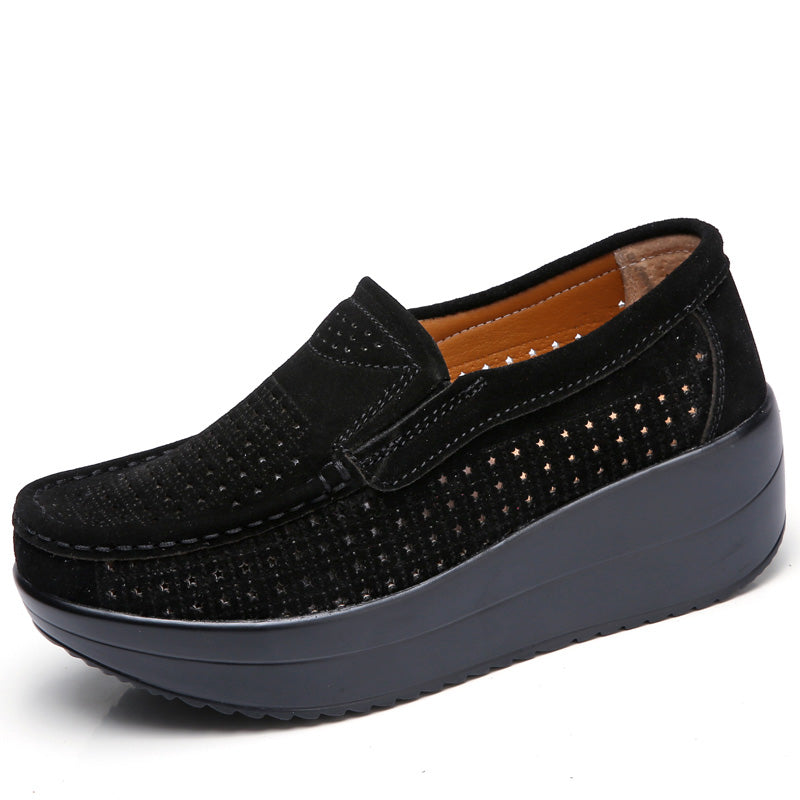Ademende orthopedische loafers met plateauzool