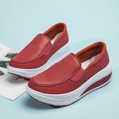Orthopedische leren loafers met plateauzool, Rood