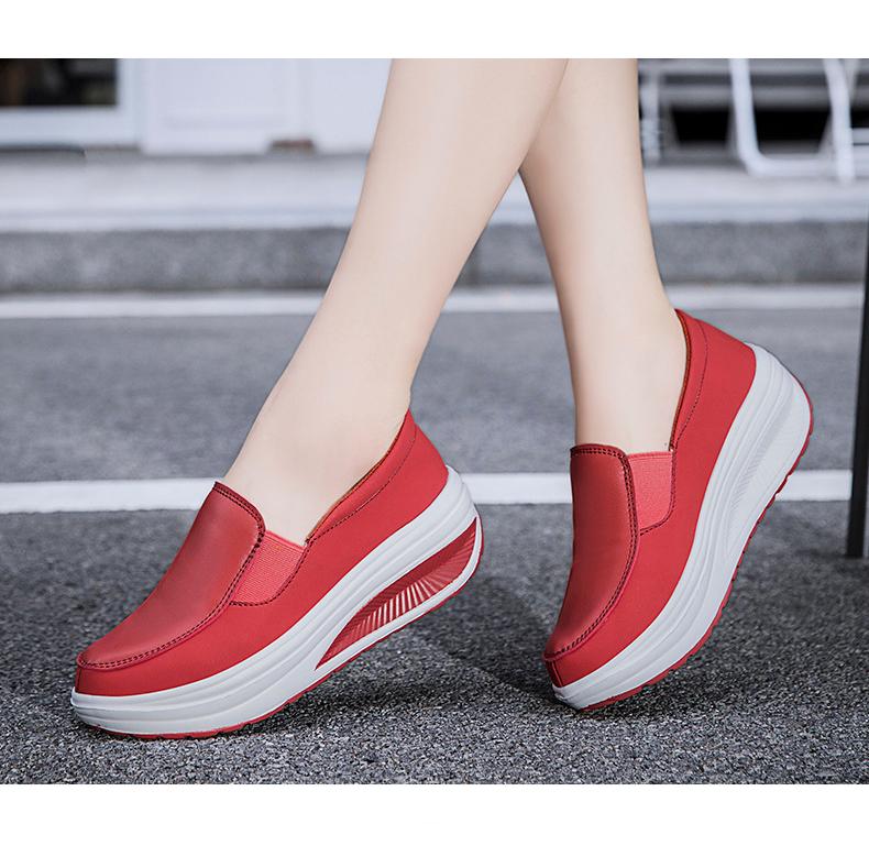 Orthopedische leren loafers met plateauzool