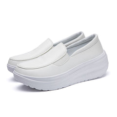 Orthopedische leren loafers met plateauzool, Wit