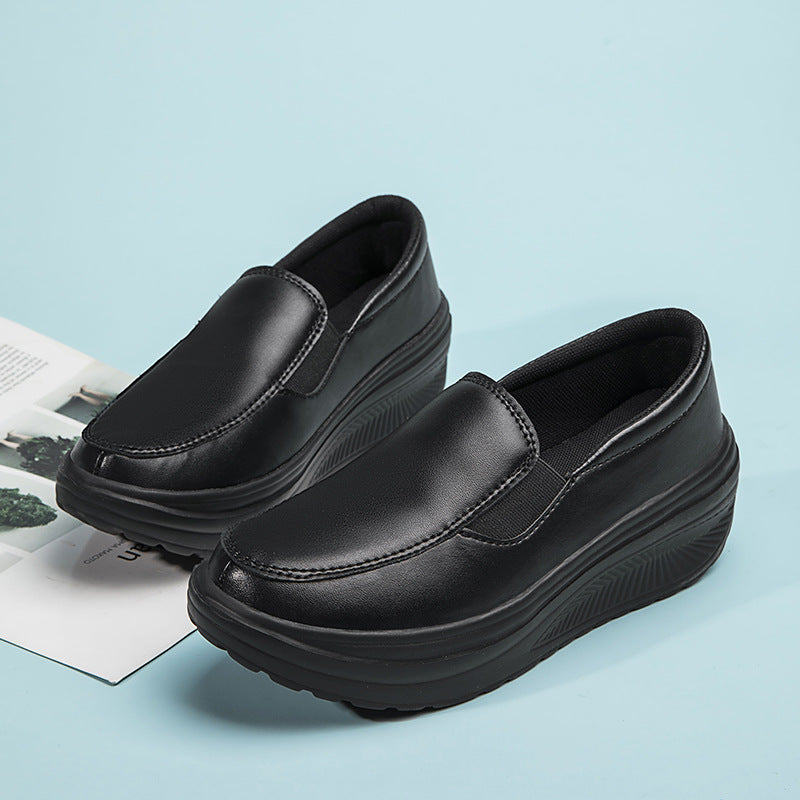 Orthopedische leren loafers met plateauzool