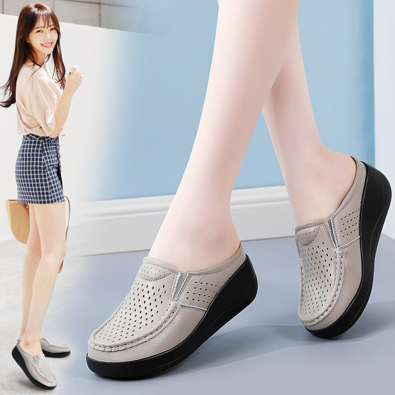 Orthopedische open mocassins met sleehak voor dames
