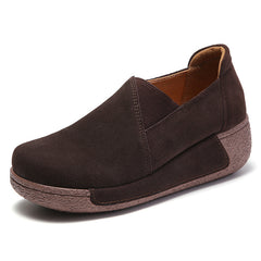 Orthopedische suède loafers met sleehak, Bruin