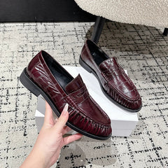 Penny loafer dames met crocoeffect, verfijnde look, Donkerbordeaux