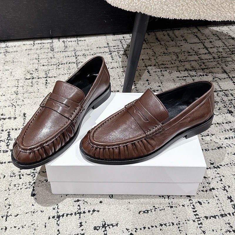 Penny loafer dames glad leer in zilver, voorkant