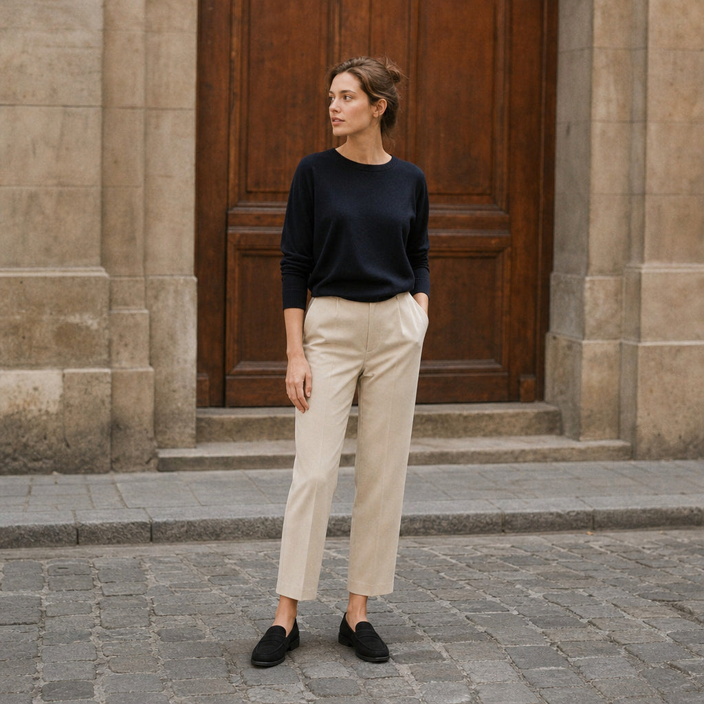 Penny loafer-mule dames suèdelook in camel, achterkant