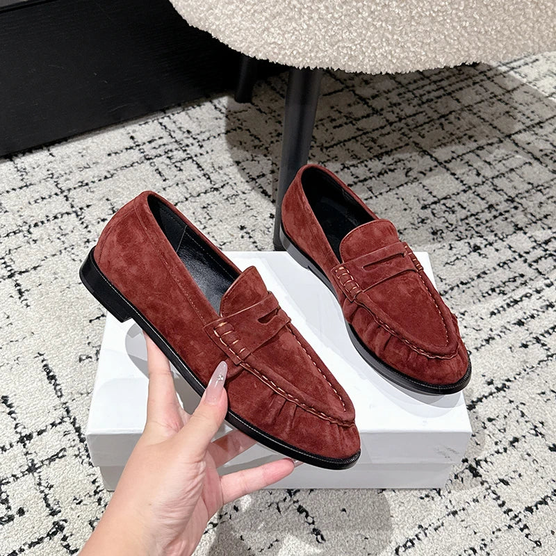 Penny loafer-mule dames suèdelook in zwart, zool