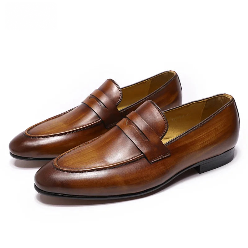 Penny loafer voor heren in gepatineerd leer - bruin, foto 3