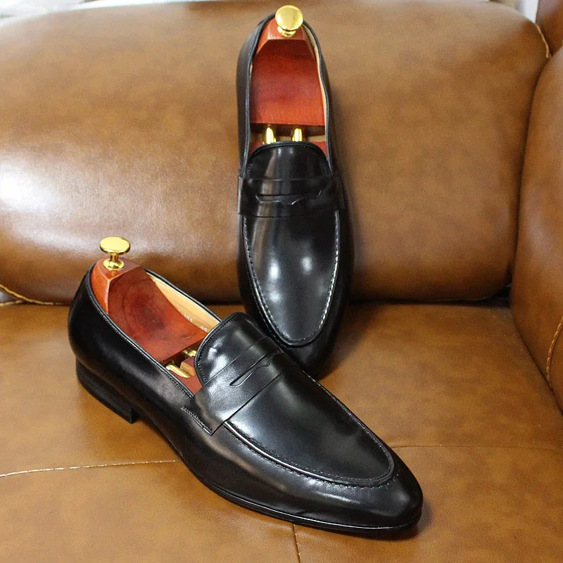 Penny loafer voor heren in gepatineerd leer - zwart, foto 5