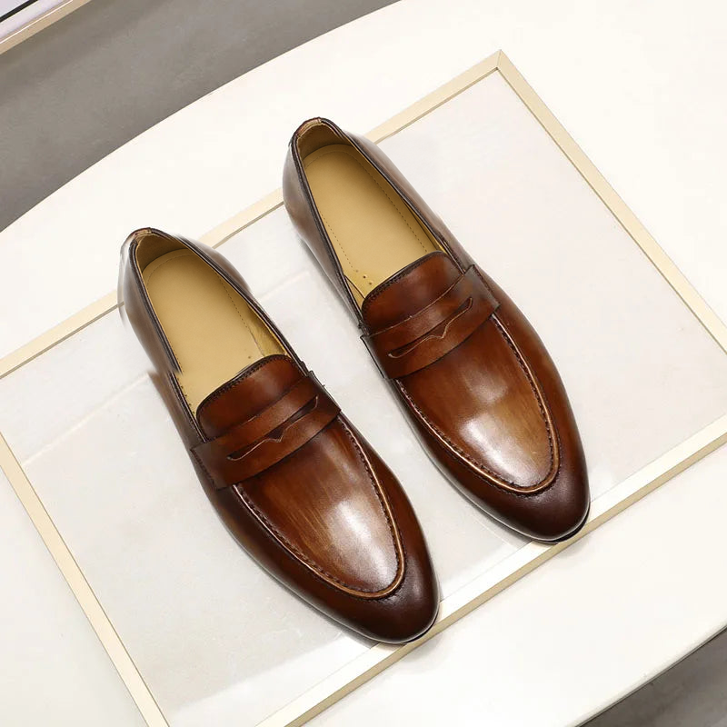 Penny loafer voor heren in gepatineerd leer - bruin, foto 6