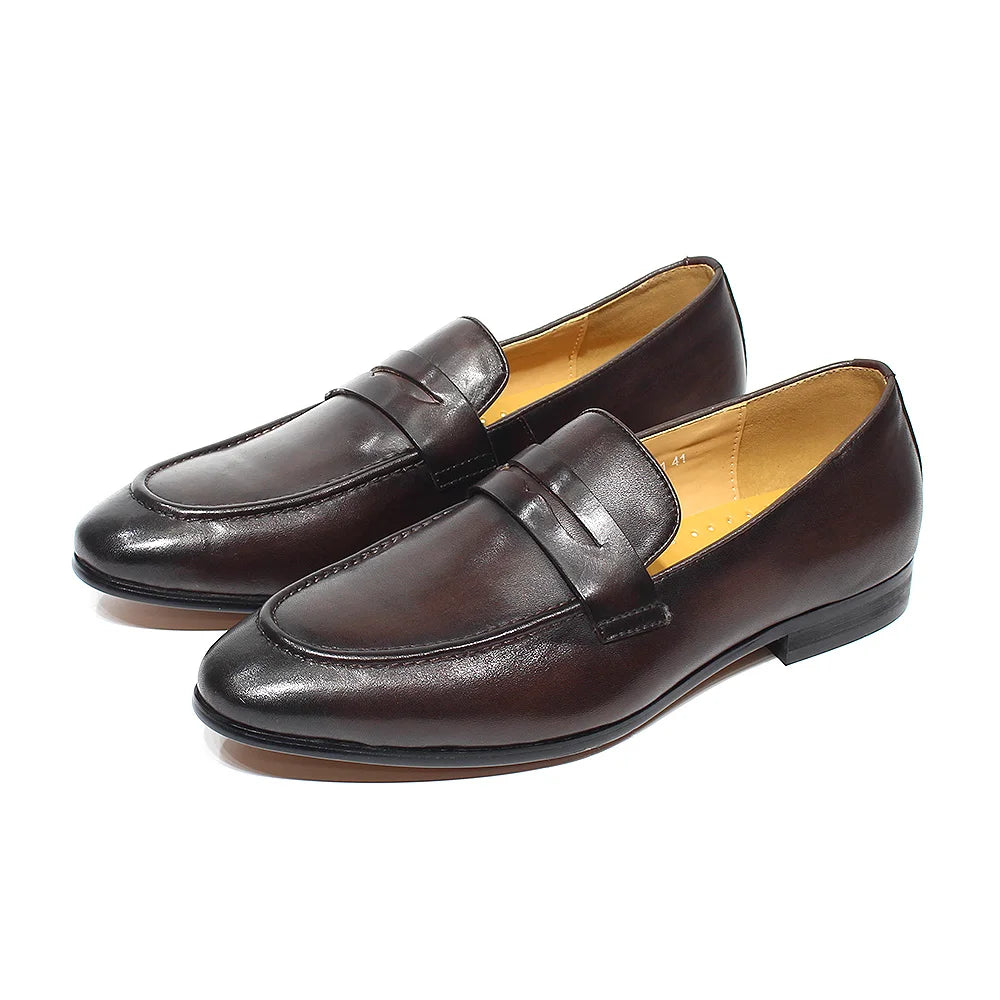 Penny loafer voor heren in gepatineerd leer - donkerbruin, foto 7