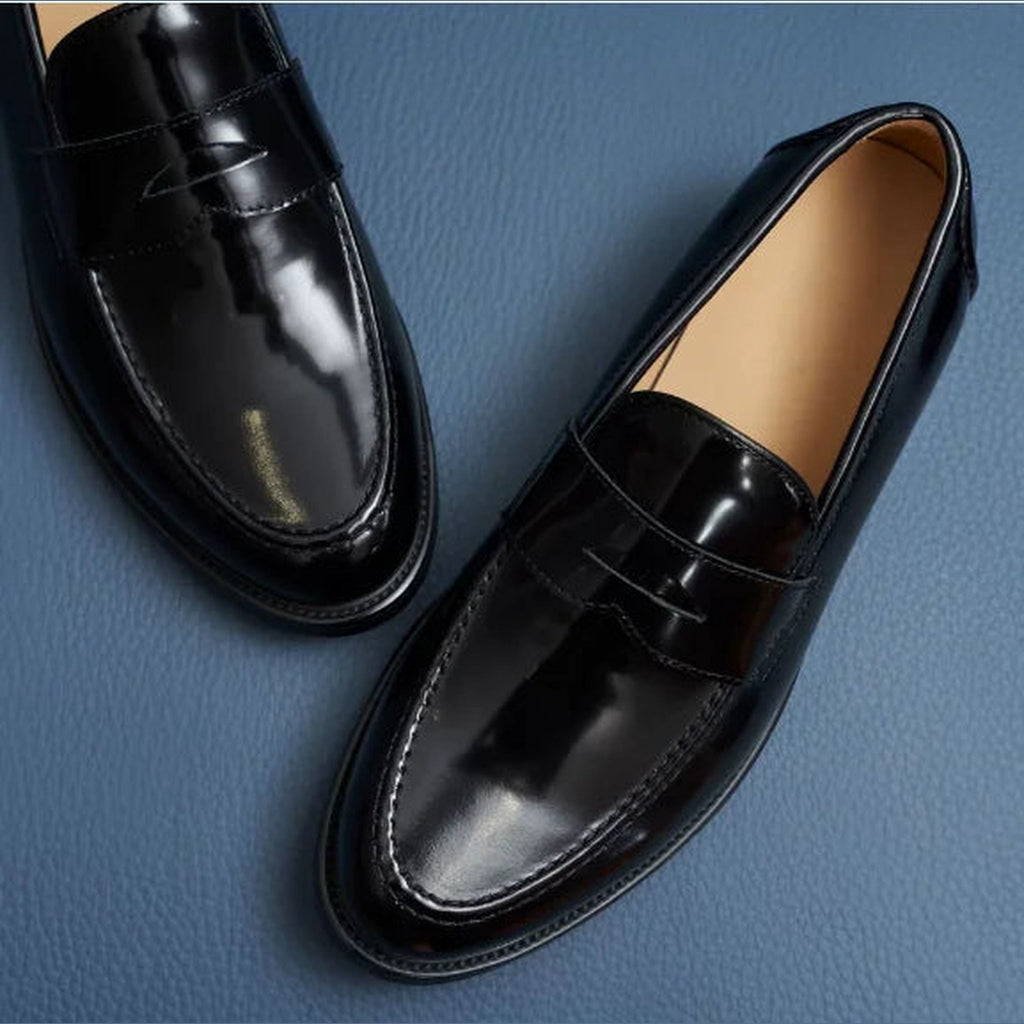 Penny loafers heren bruin suède in zwart, voorkant