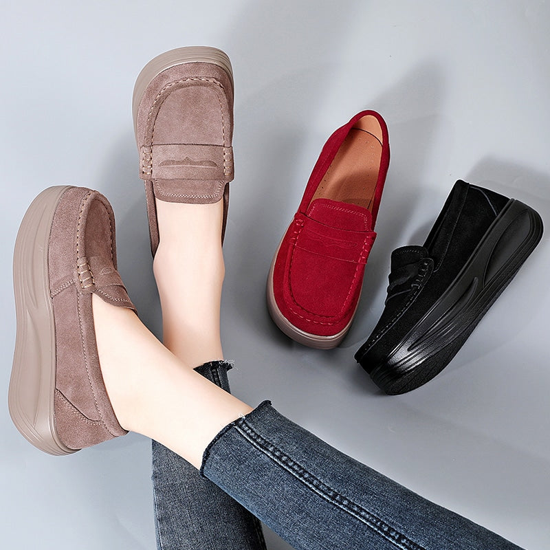 Platform mocassins met suède-look voor dames