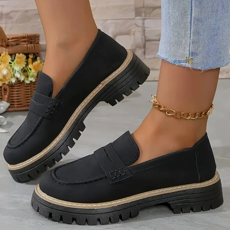 Plateau mocassins voor dames met profielzool, bovenaanzicht