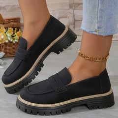 Plateau mocassins voor dames met profielzool, Zwart