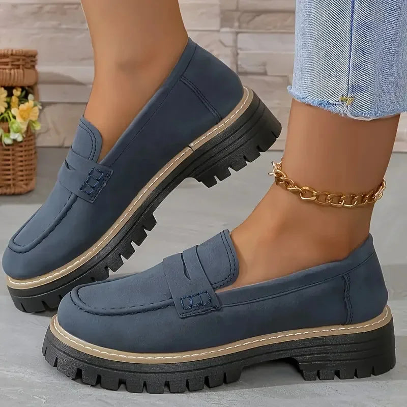 Plateau mocassins voor dames met profielzool, voorkant
