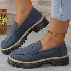 Plateau mocassins voor dames met profielzool, Blauw
